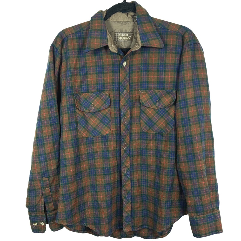 High Sierra by Mervyns Plaid Flannel Button Up Shirt Men's L Lined Warm